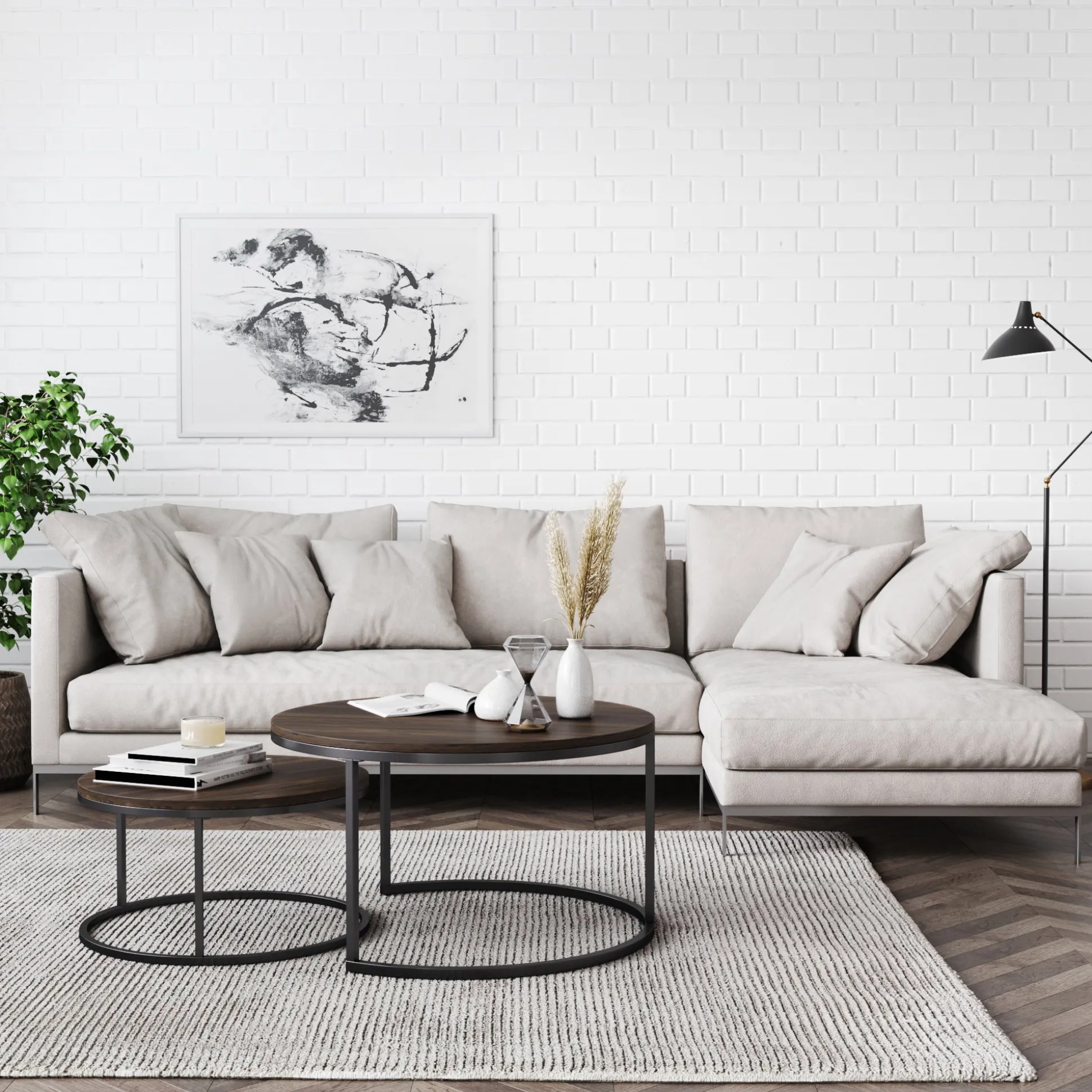 Round Nesting Coffee Table Set Nutmeg