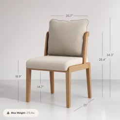 Scandinavian Dining Chair with Back Light Brown (Set of 4)