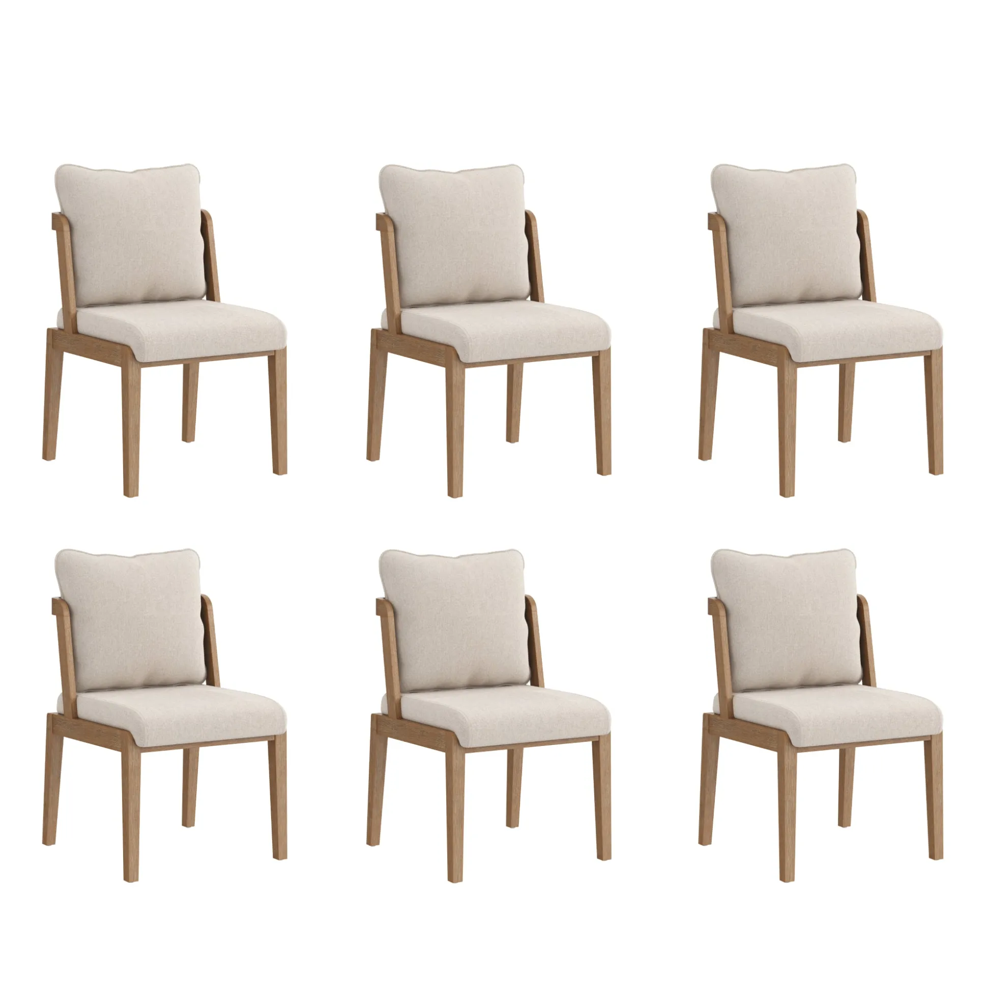 Scandinavian Dining Chair with Back Light Brown (Set of 6)