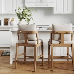 Scandinavian 2-Pack Bar Stool with Back Light Brown