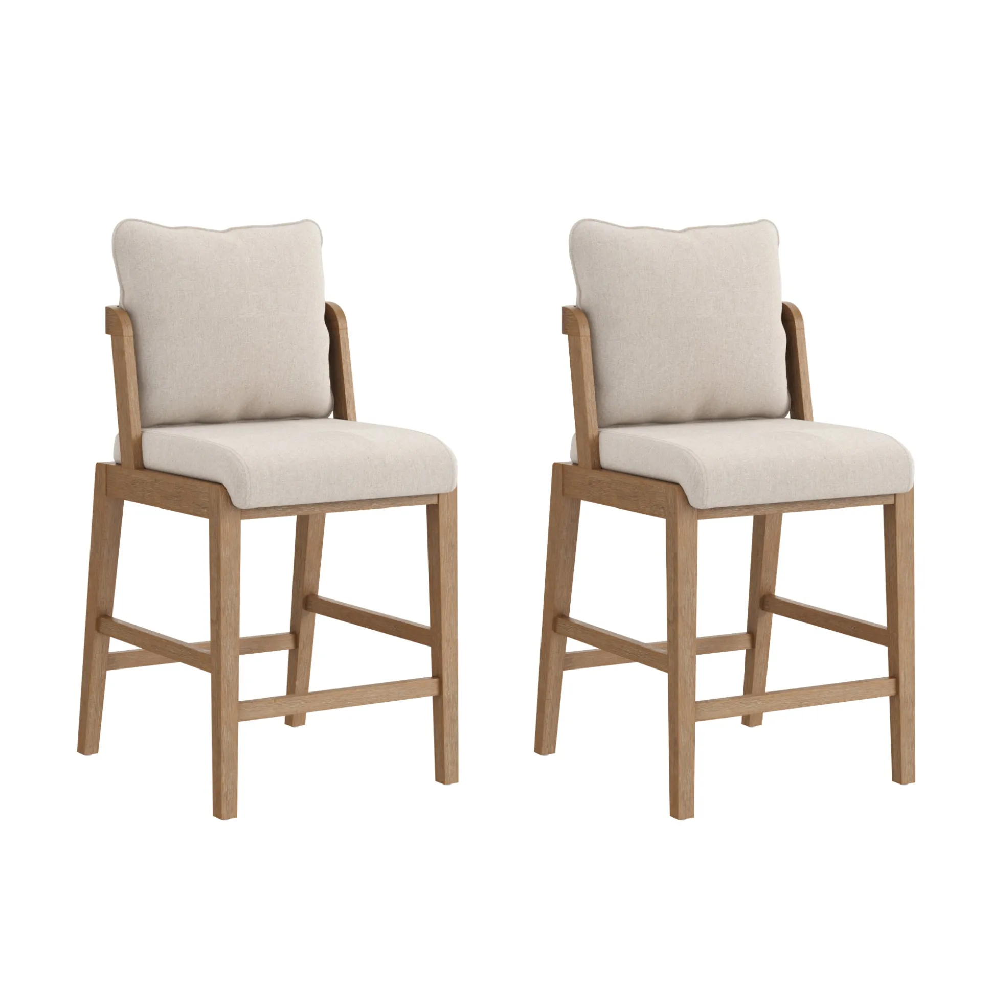 Scandinavian 2-Pack Bar Stool with Back Light Brown