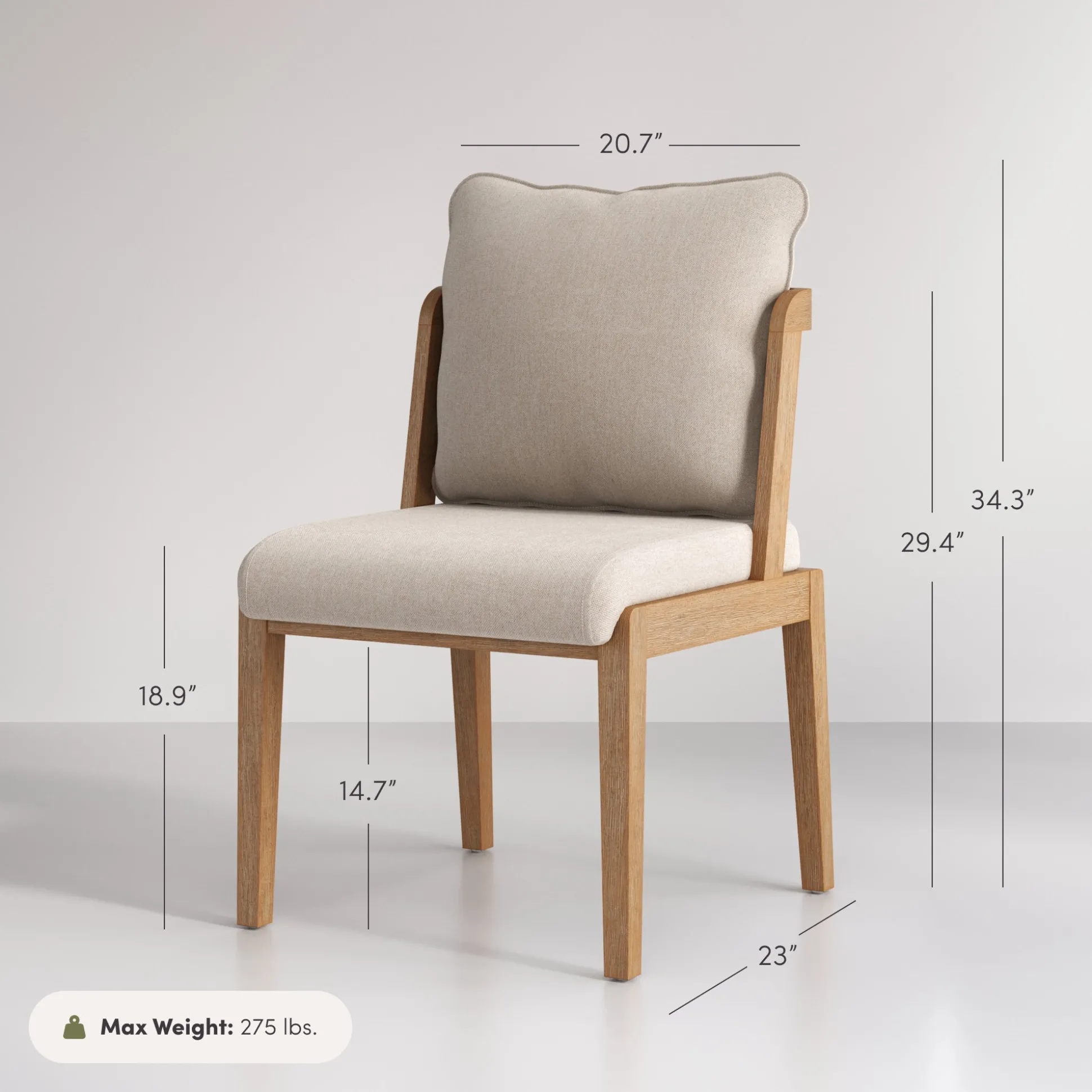 Scandinavian 2-Pack Dining Chair with Back Light Brown