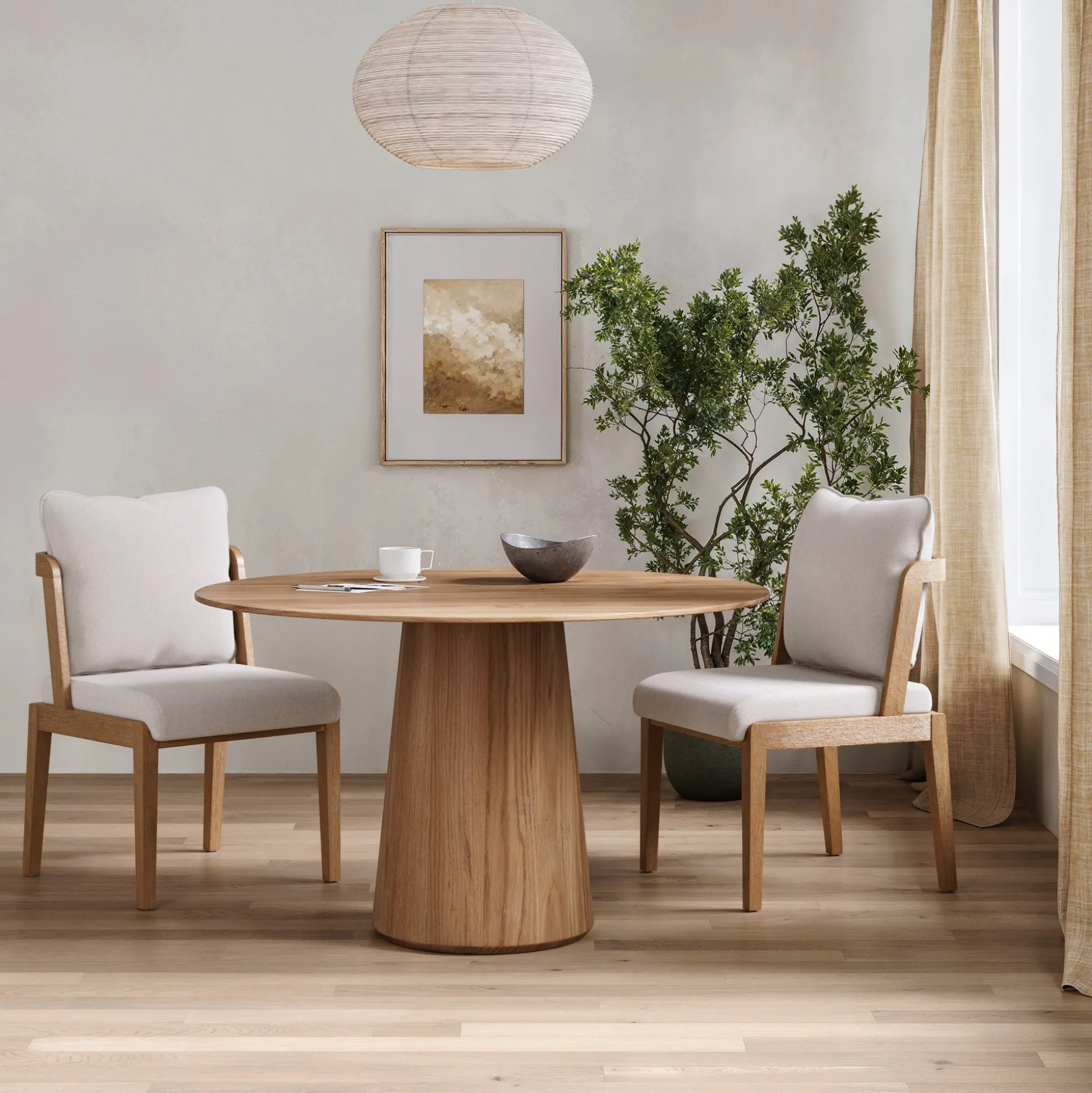 Scandinavian 2-Pack Dining Chair with Back Light Brown