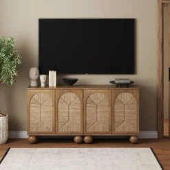Seagrass Arched Storage Cabinet Light Brown
