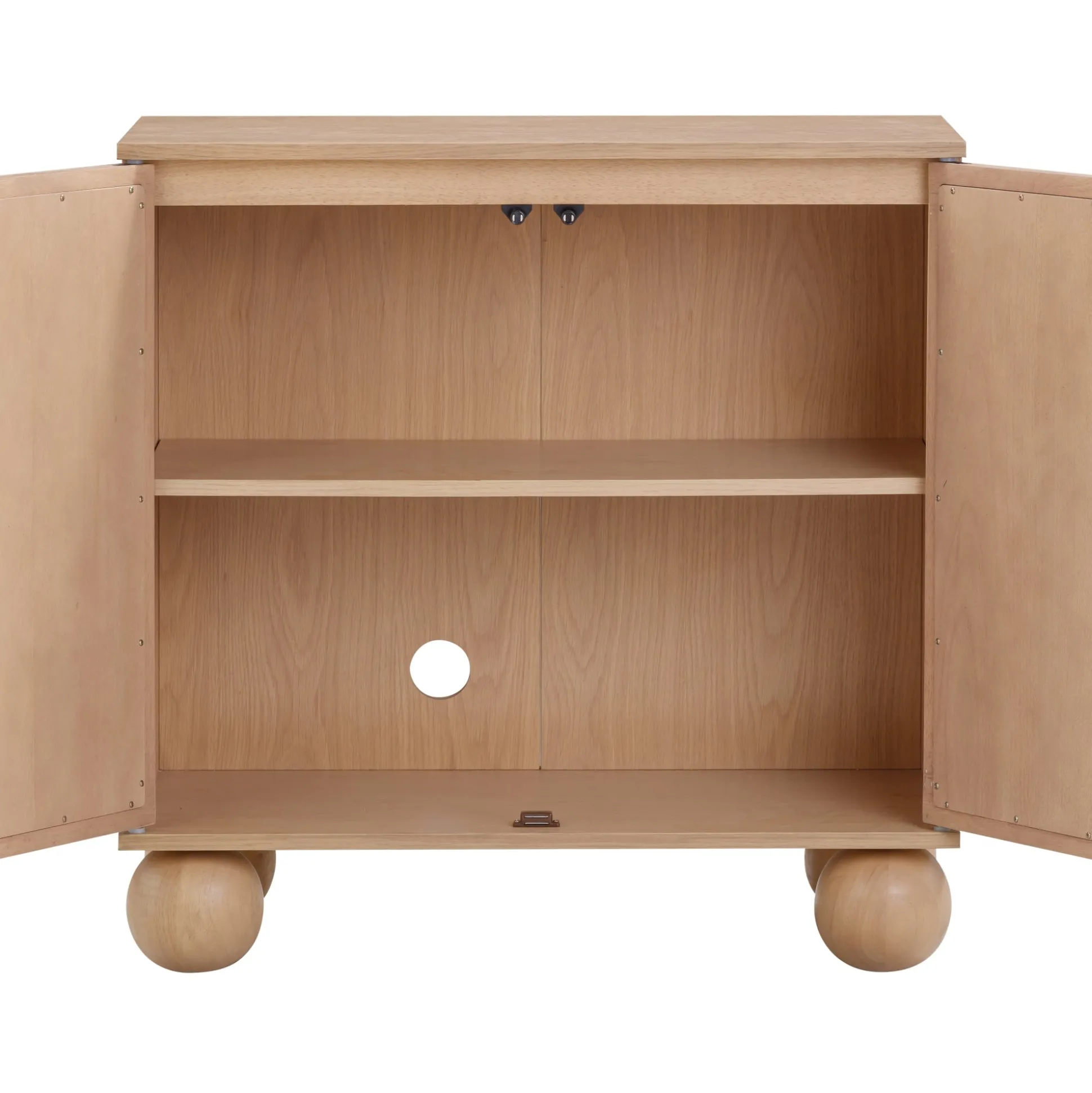 Seagrass Arched Storage Cabinet Credenza Raw Oak (Set of 3)