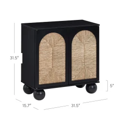 Seagrass Arched Storage Cabinet Black