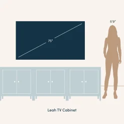 Seagrass Arched TV Console Cabinet for TVs up to 75" Raw Oak