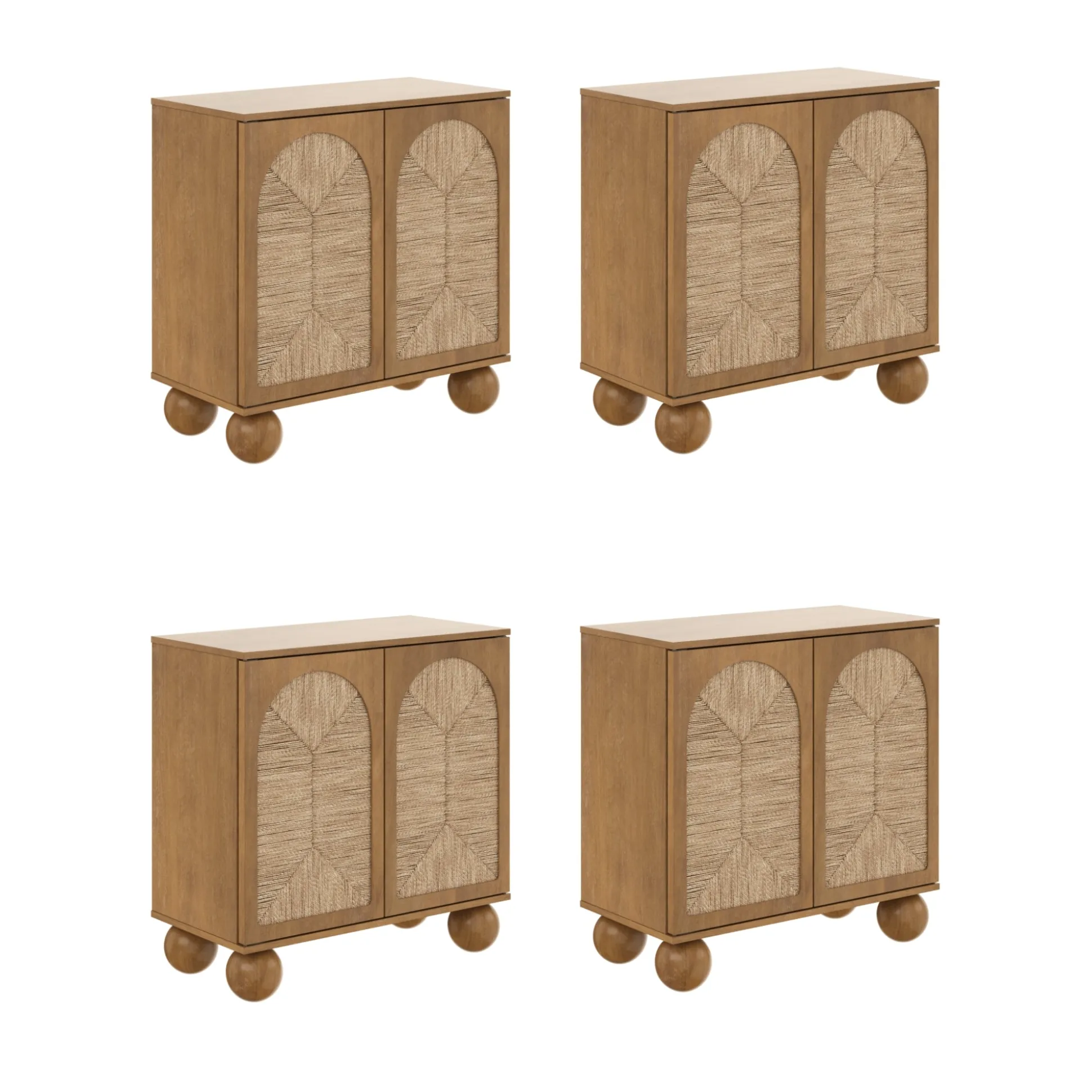 Seagrass Arched TV Console Cabinet for TVs up to 100" Light Brown
