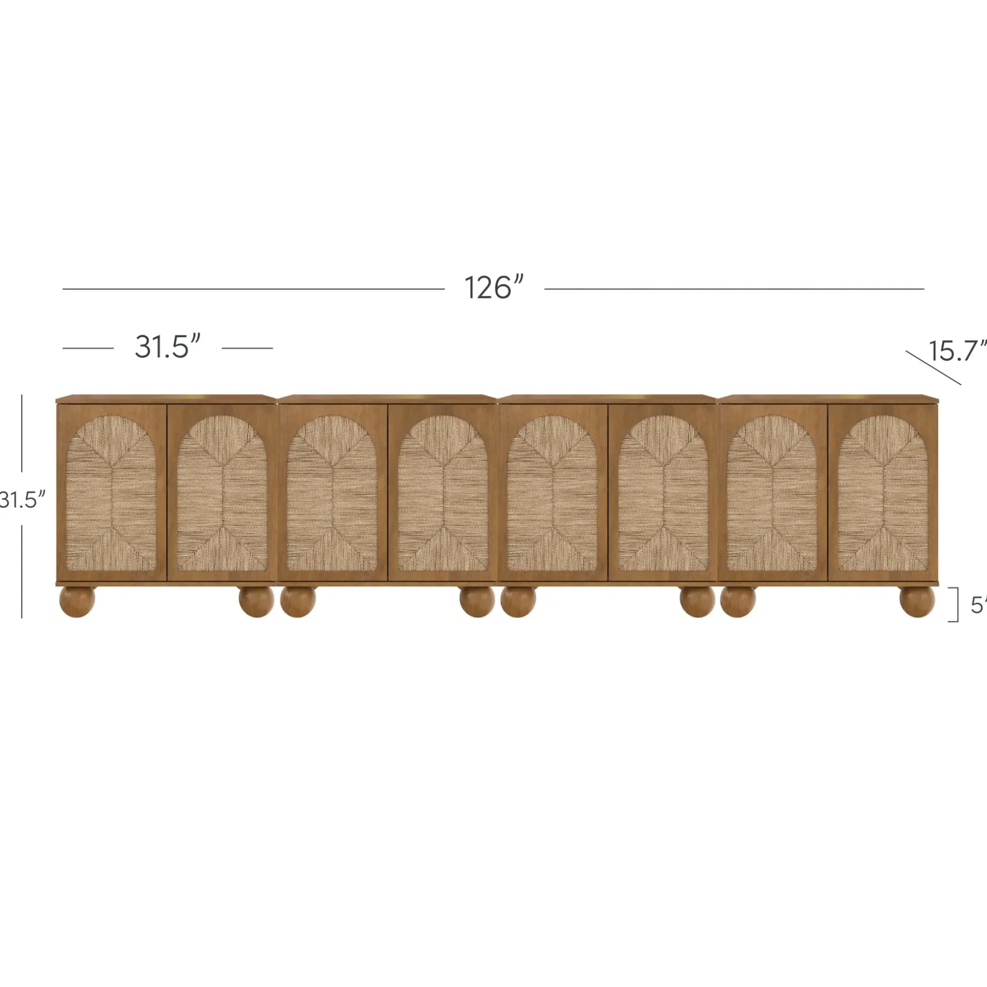 Seagrass Arched TV Console Cabinet for TVs up to 100" Light Brown