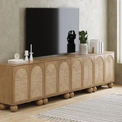 Seagrass Arched TV Console Cabinet for TVs up to 100