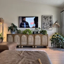Seagrass Arched TV Console Cabinet for TVs up to 65