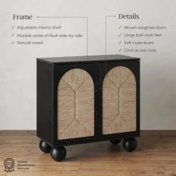 Seagrass Arched TV Console Cabinet for TVs up to 75