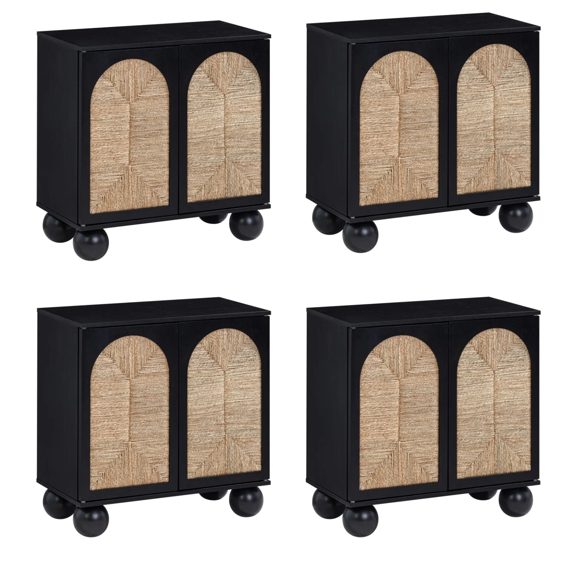 Seagrass Arched TV Console Cabinet for TVs up to 100" Black