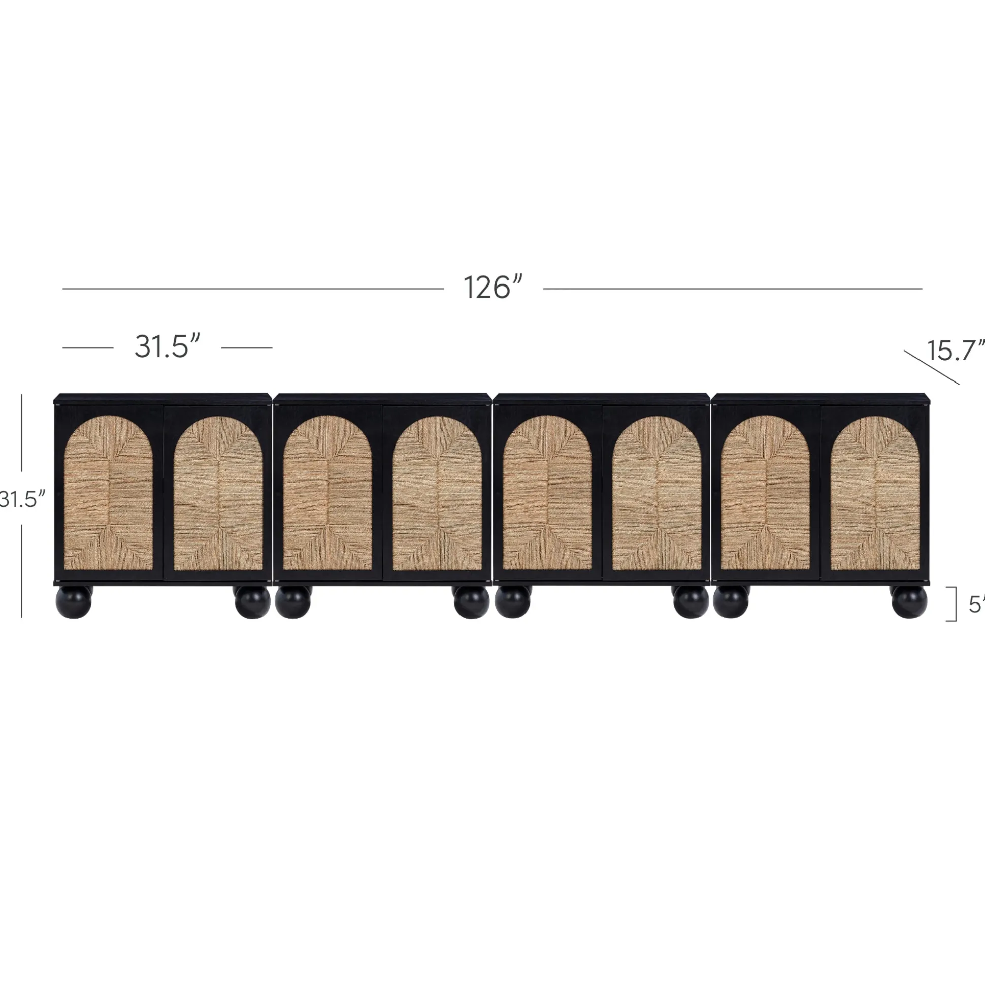 Seagrass Arched TV Console Cabinet for TVs up to 100" Black