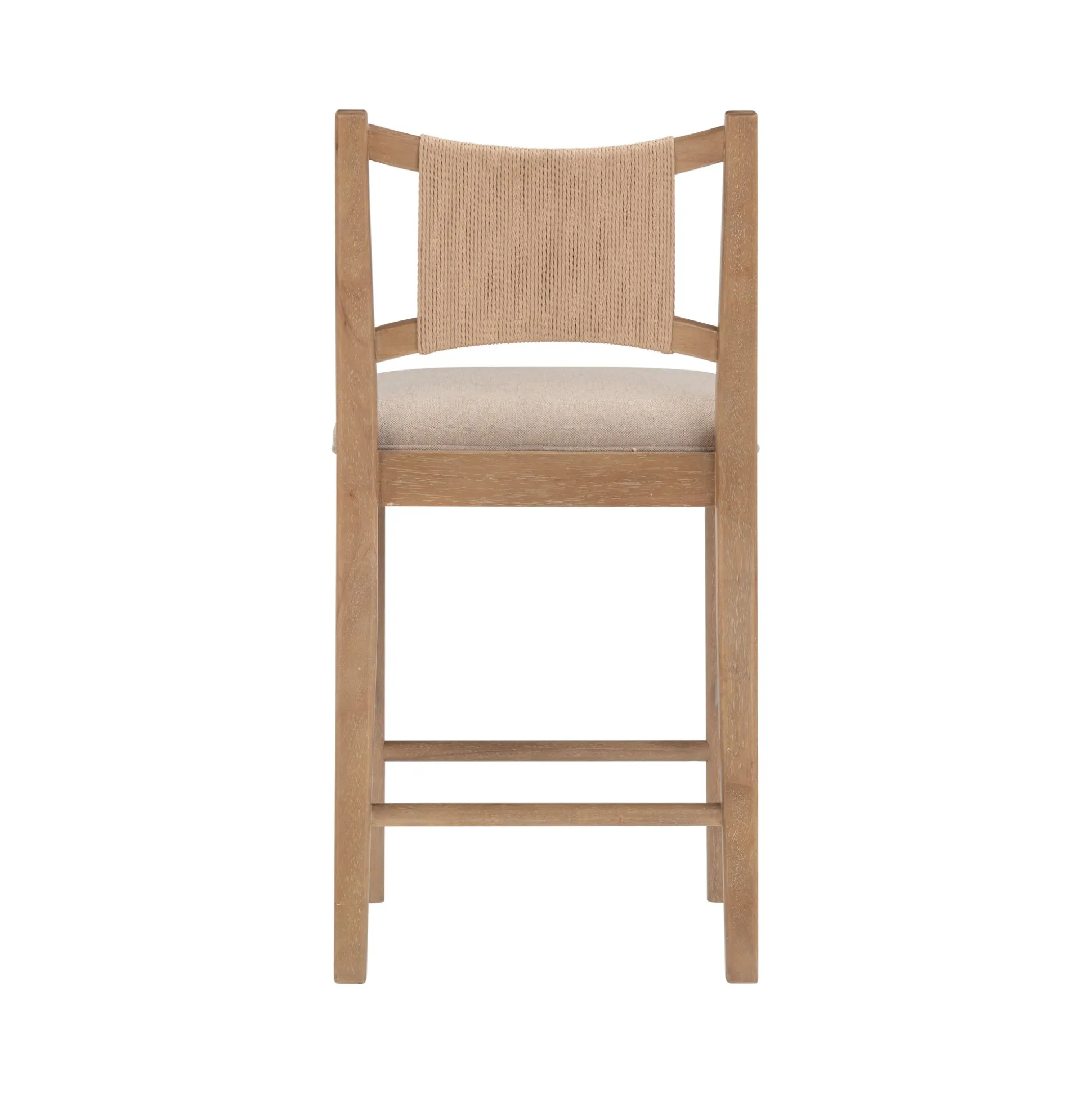 Seagrass Back Arched Footrest Counter Height Bar Stool (Set of 2)