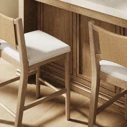 Seagrass Back Arched Footrest Counter Height Bar Stool
