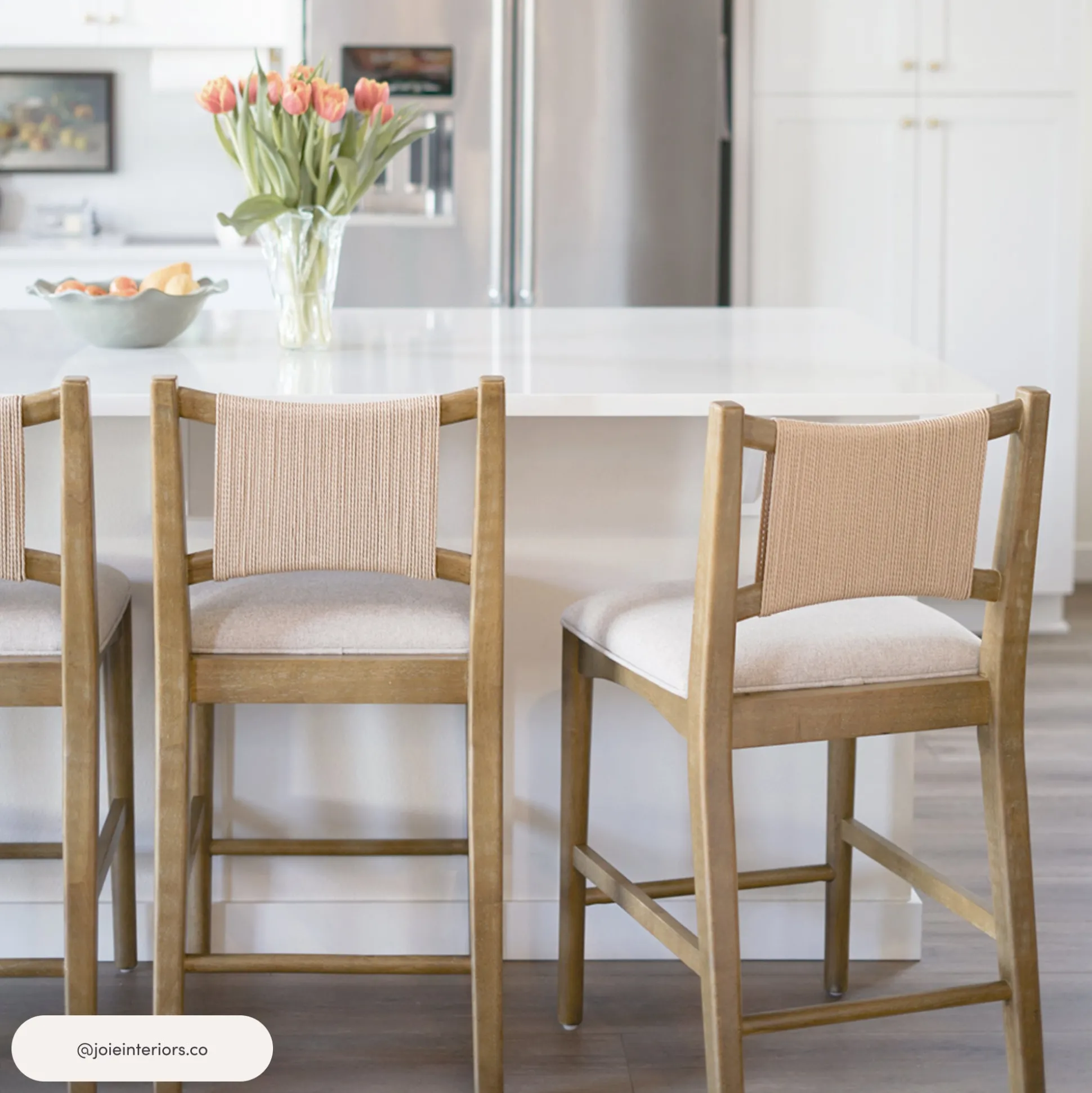 Seagrass Back Arched Footrest Counter Height Bar Stool