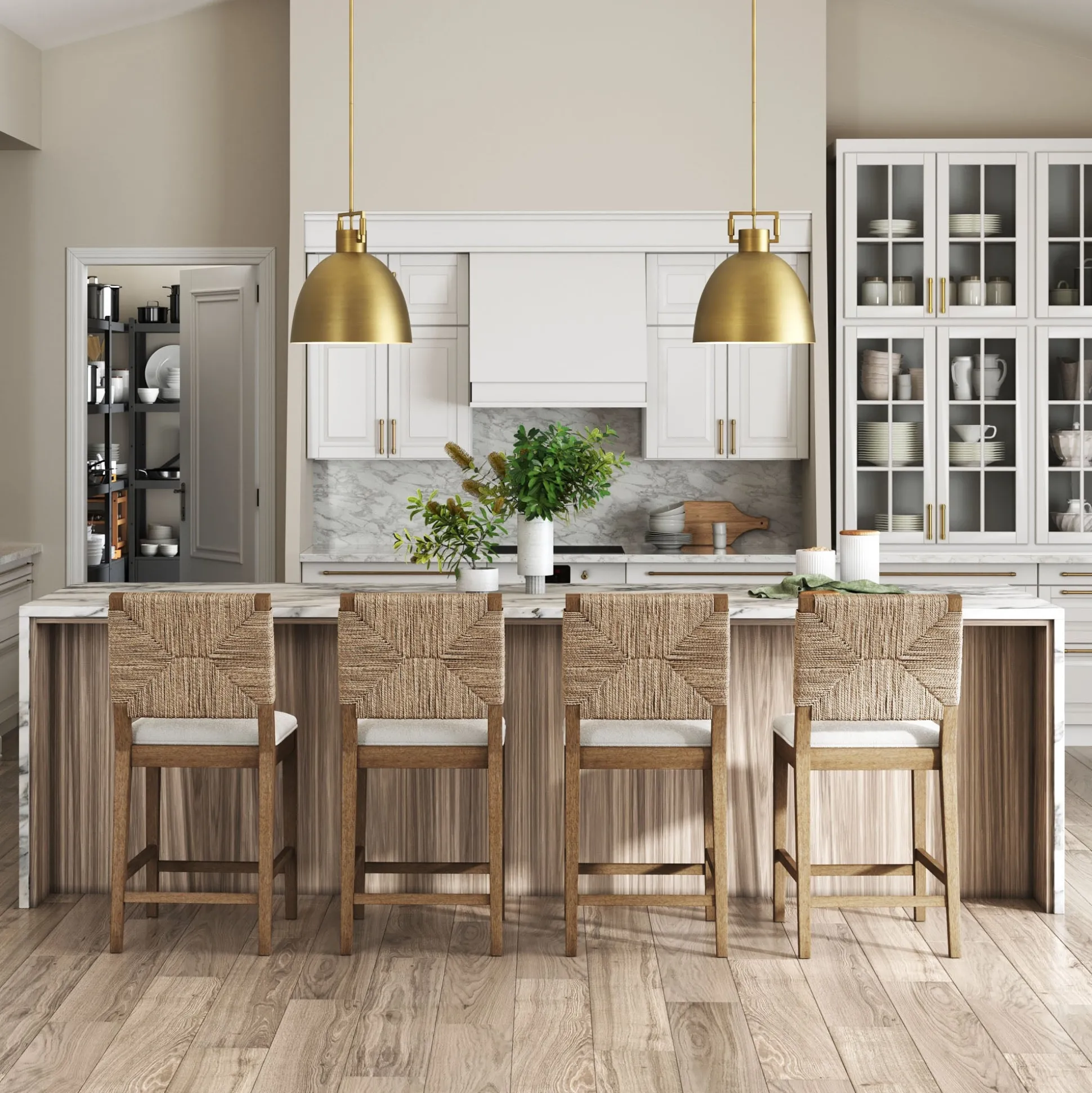 Seagrass Counter Height Bar Stools Light Brown (Set of 4)