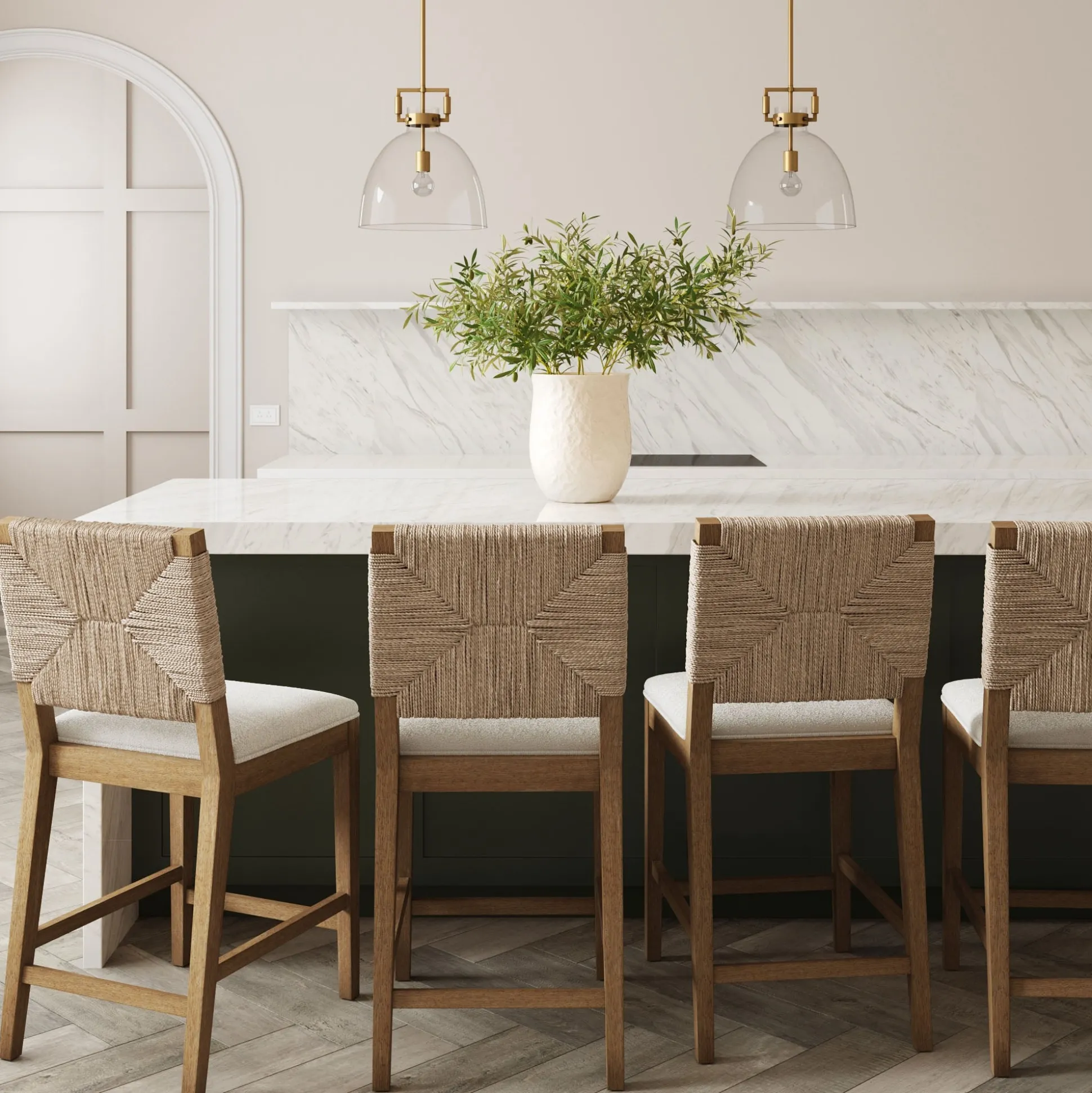 Seagrass Counter Height Bar Stools Light Brown (Set of 4)