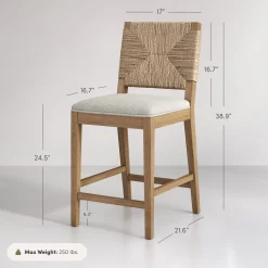 Seagrass Counter Height Bar Stools Light Brown (Set of 4)