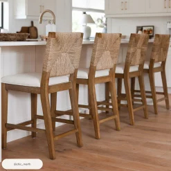 Seagrass Counter Height Bar Stools Light Brown (Set of 4)