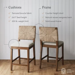 Seagrass Counter Height Bar Stools Dark Brown (Set of 4)