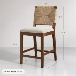 Seagrass Counter Height Bar Stools Dark Brown (Set of 4)
