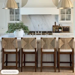 Seagrass Counter Height Bar Stools Dark Brown (Set of 4)