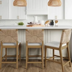 Seagrass Counter Height Bar Stools Light Brown (Set of 3)