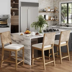 Seagrass Counter Height Bar Stools Light Brown (Set of 3)