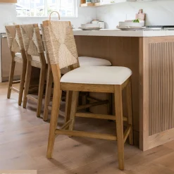 Seagrass Counter Height Bar Stools Light Brown (Set of 3)