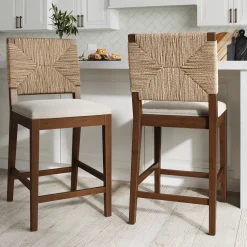 Seagrass Counter Height Bar Stools Dark Brown (Set of 2)