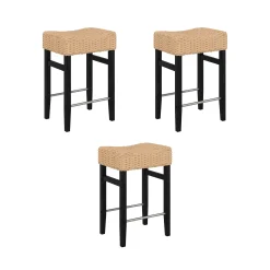 Seagrass Counter Height Bar Stools Black (Set of 3)