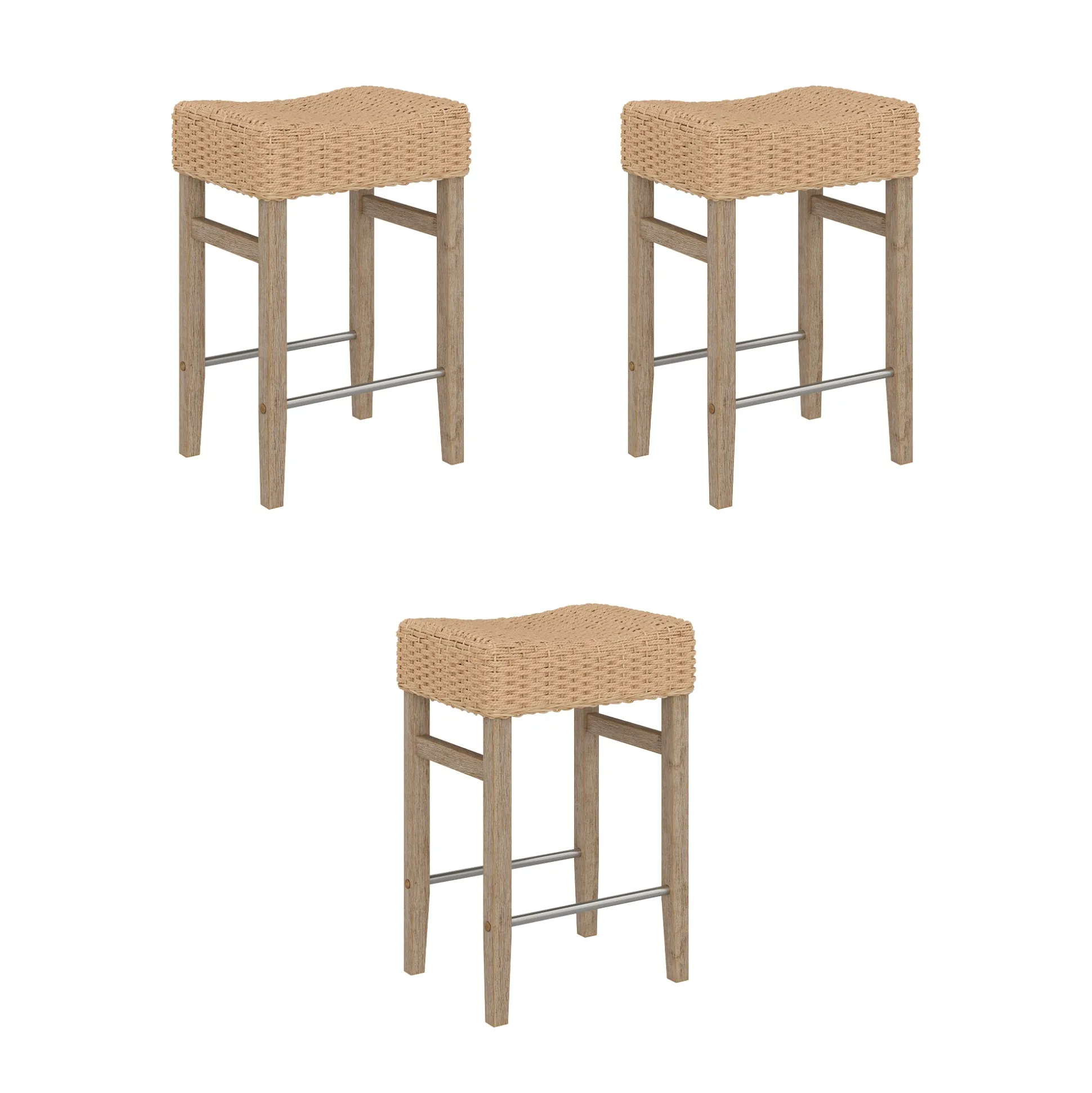 Seagrass Counter Height Bar Stools Brown (Set of 3)