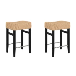 Seagrass Counter Height Bar Stools Black (Set of 2)