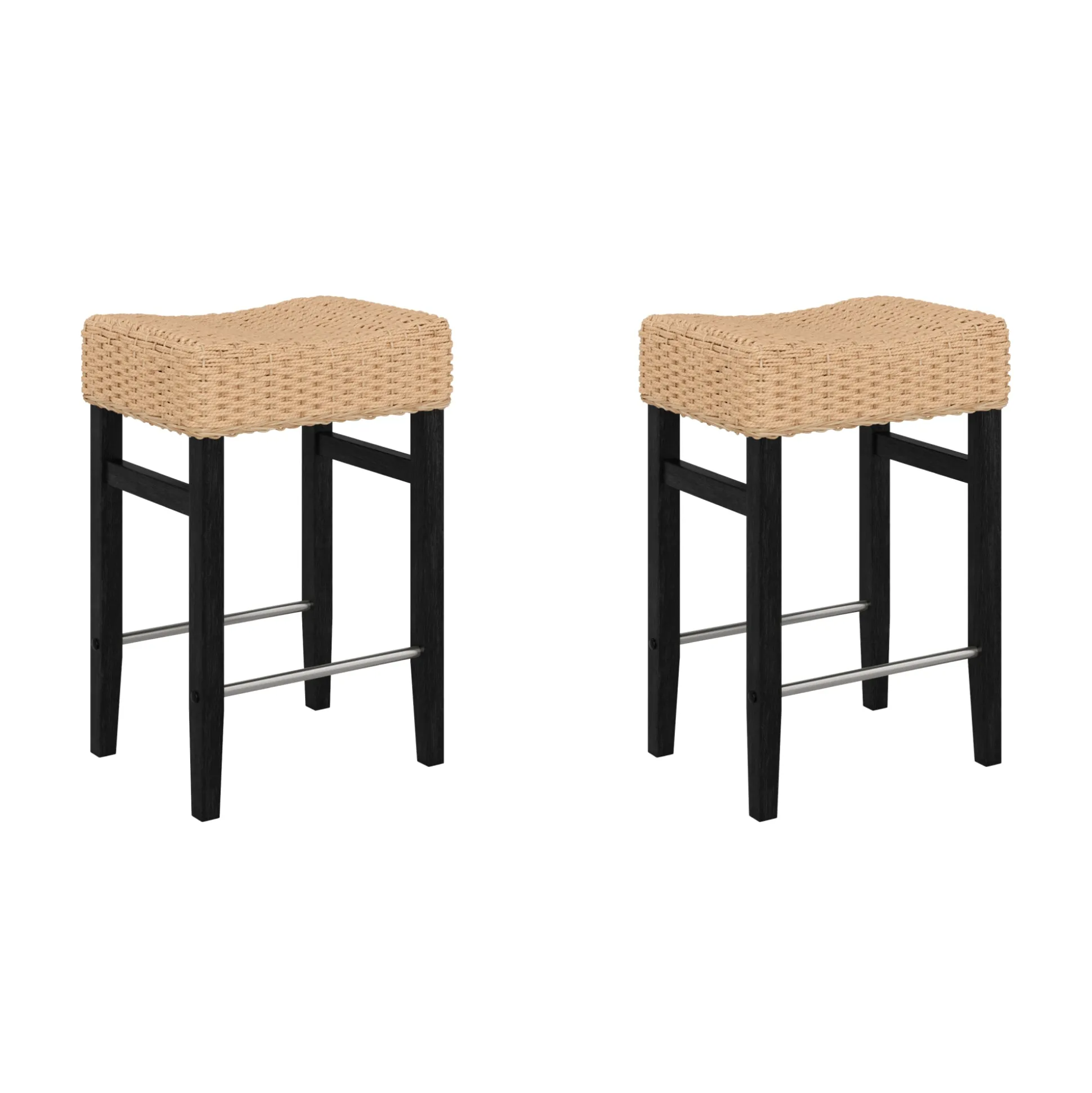 Seagrass Counter Height Bar Stools Black (Set of 2)