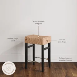 Seagrass Counter Height Bar Stools Black (Set of 4)