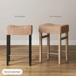Seagrass Counter Height Bar Stools Black (Set of 4)