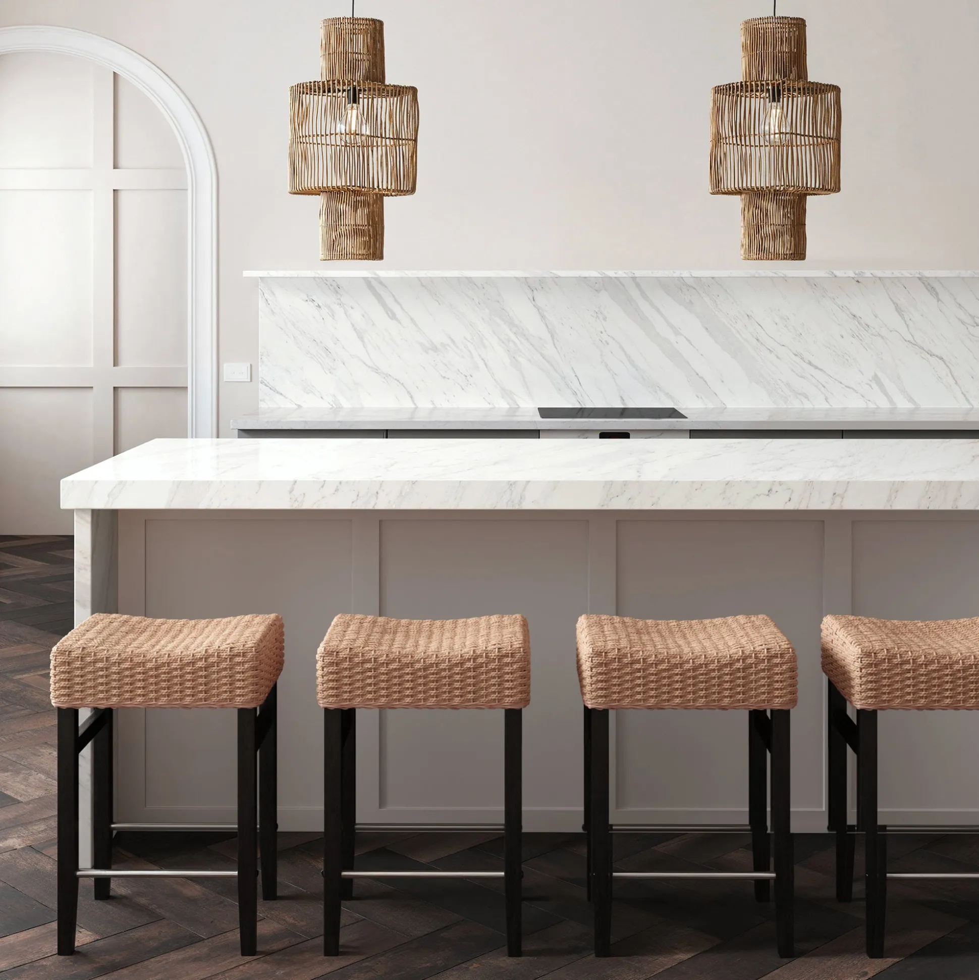 Seagrass Counter Height Bar Stools Black (Set of 4)