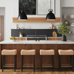 Seagrass Counter Height Bar Stools Black (Set of 4)
