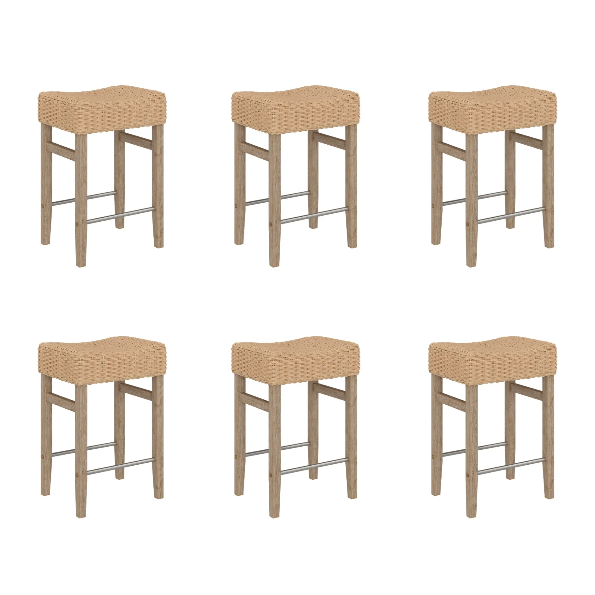 Seagrass Counter Height Bar Stools Brown (Set of 6)