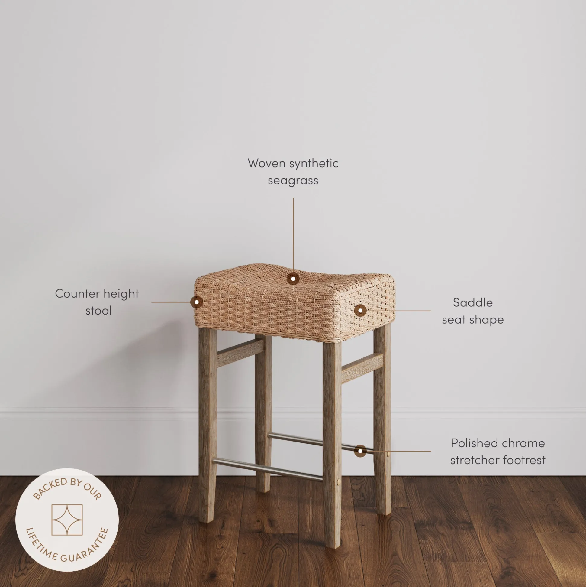 Seagrass Counter Height Bar Stools Brown (Set of 6)