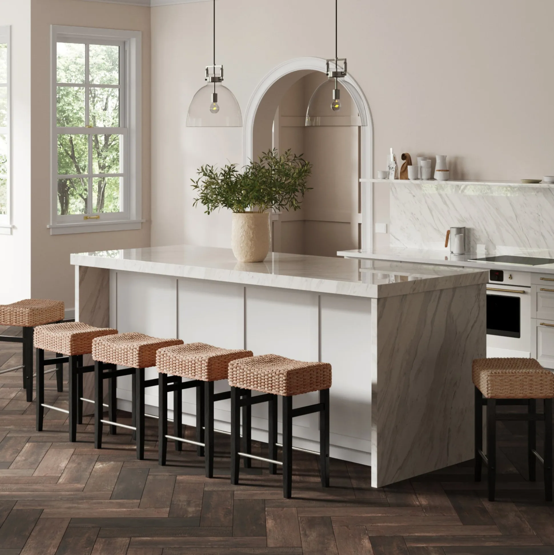 Seagrass Counter Height Bar Stools Black (Set of 6)