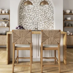 Seagrass Counter Height Bar Stools Light Brown (Set of 2)