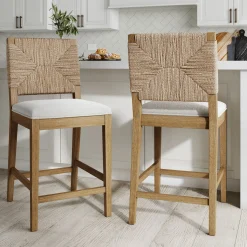 Seagrass Counter Height Bar Stools Light Brown (Set of 2)