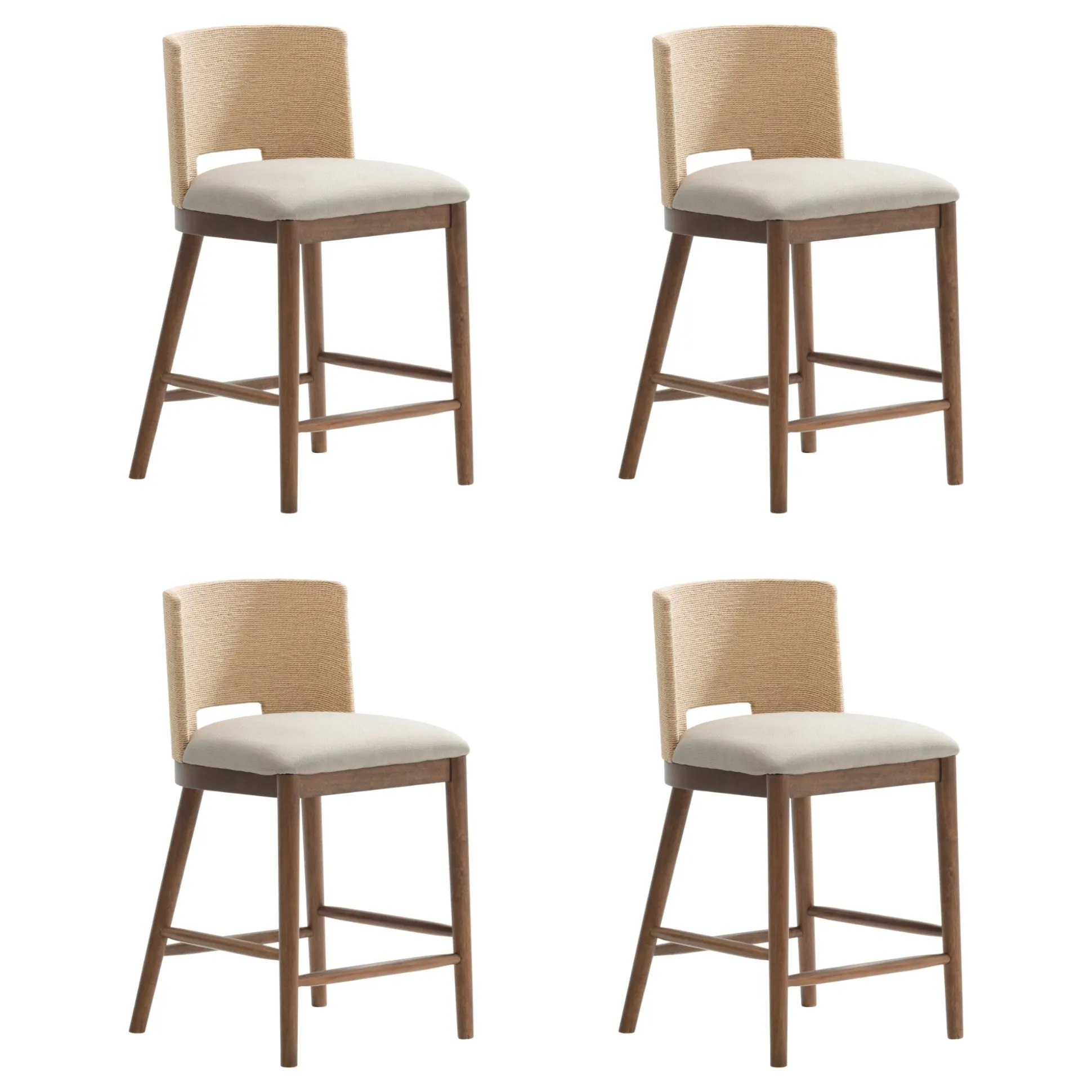 Seagrass Rope Back Counter Bar Stool Medium Brown (Set of 4)