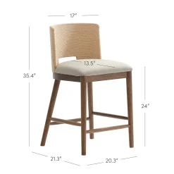 Seagrass Rope Back Counter Bar Stool Medium Brown (Set of 2)