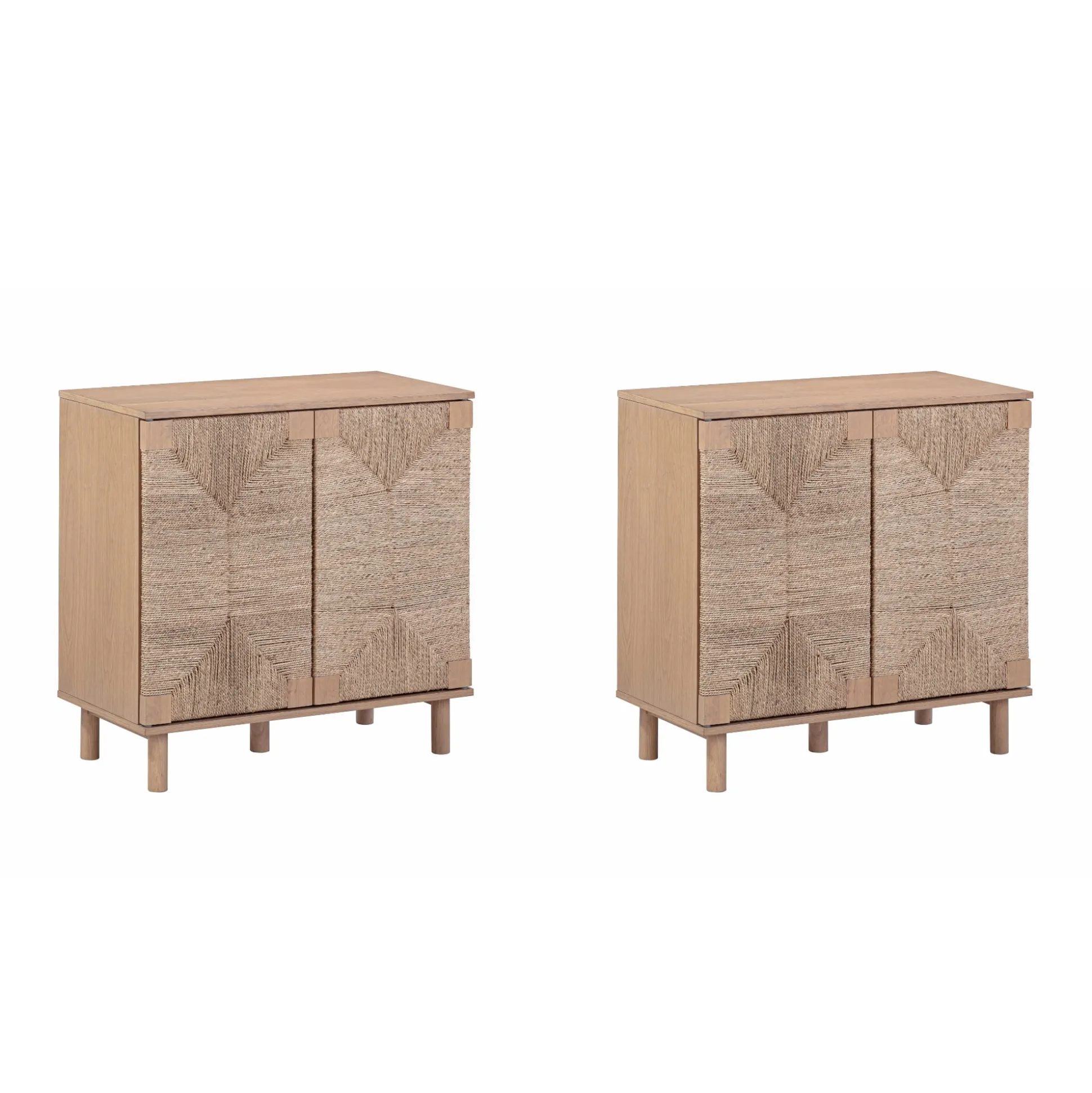 Seagrass Storage Cabinet Credenza Raw Oak (Set of 2)