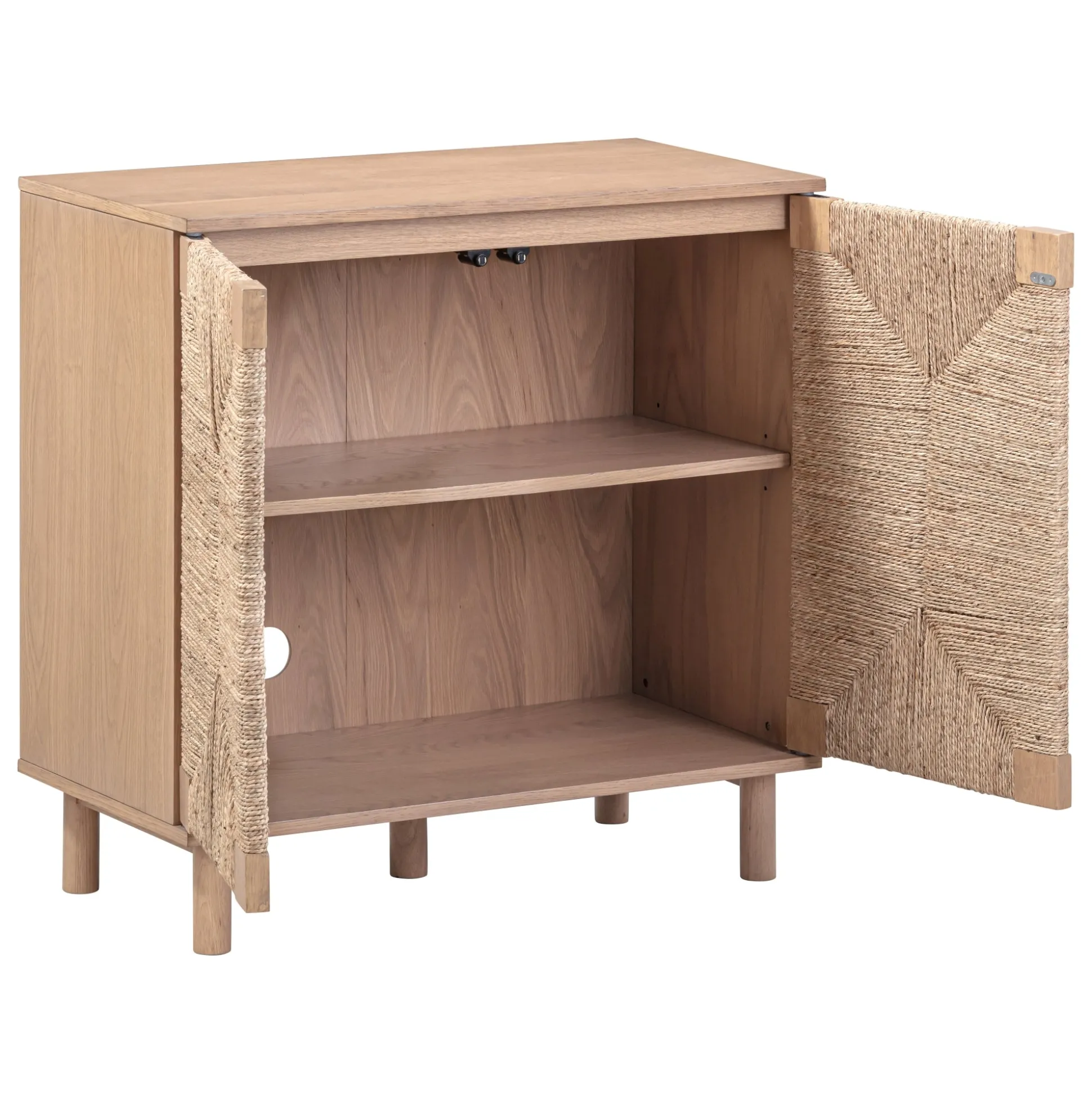 Seagrass Storage Cabinet Credenza Raw Oak (Set of 2)