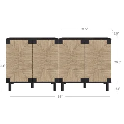 Seagrass Storage Cabinet Credenza Black (Set of 2)